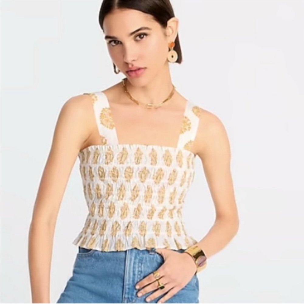 J.CREW Smocked tube top in gathered floral block print SIZE M